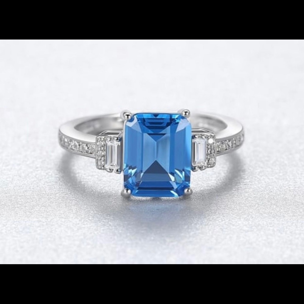 Pure 925 Sterling Silver London Blue Topaz Ring